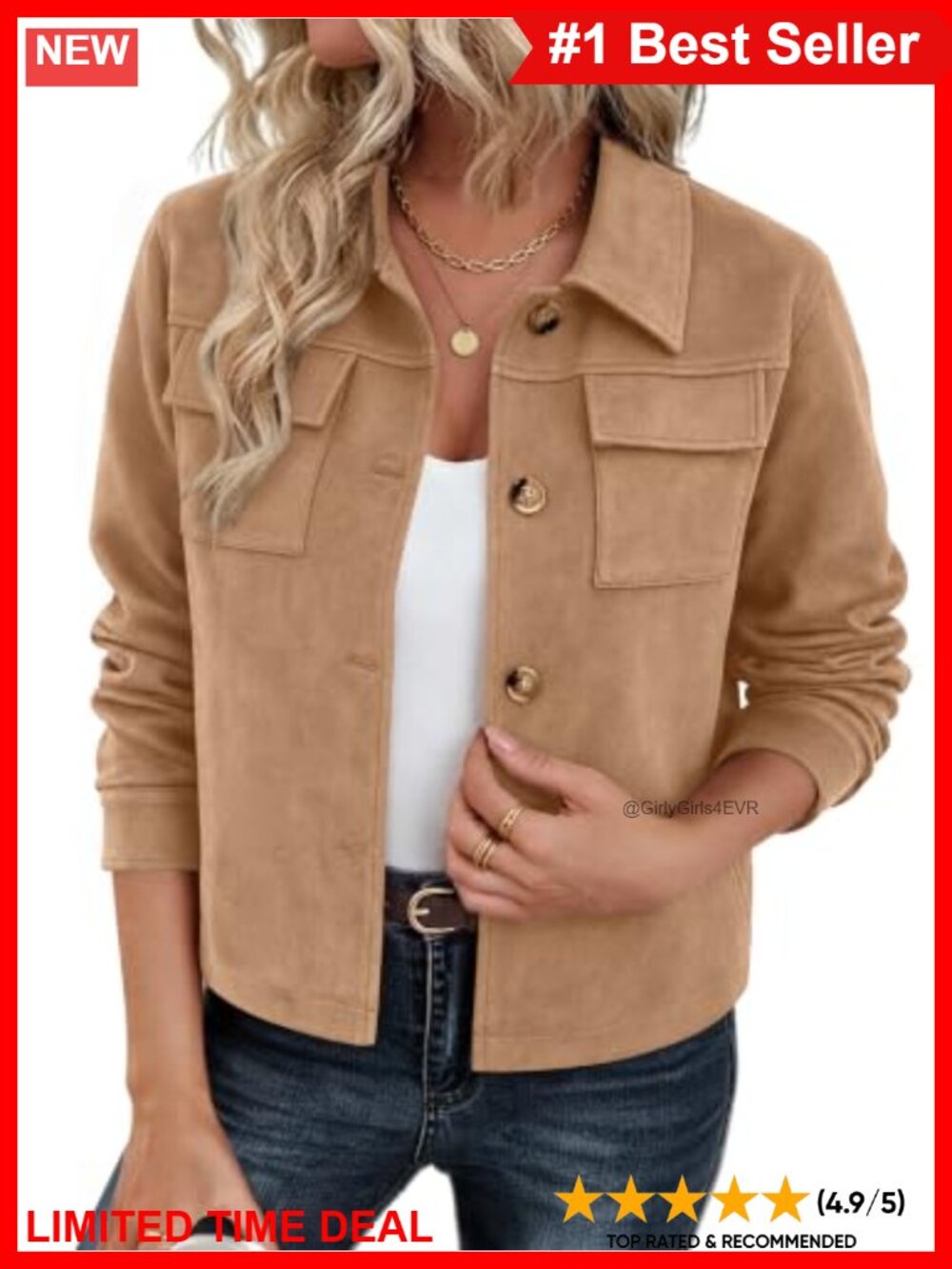 Faux Suede Cropped Jacket Button Down Shacket Long Sleeve Fall Casual